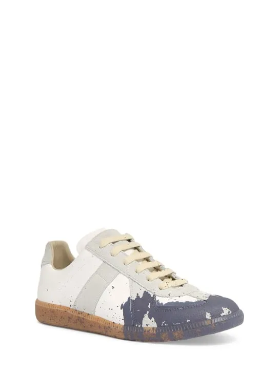 Maison Margiela   Replica painted leather low top sneakers 