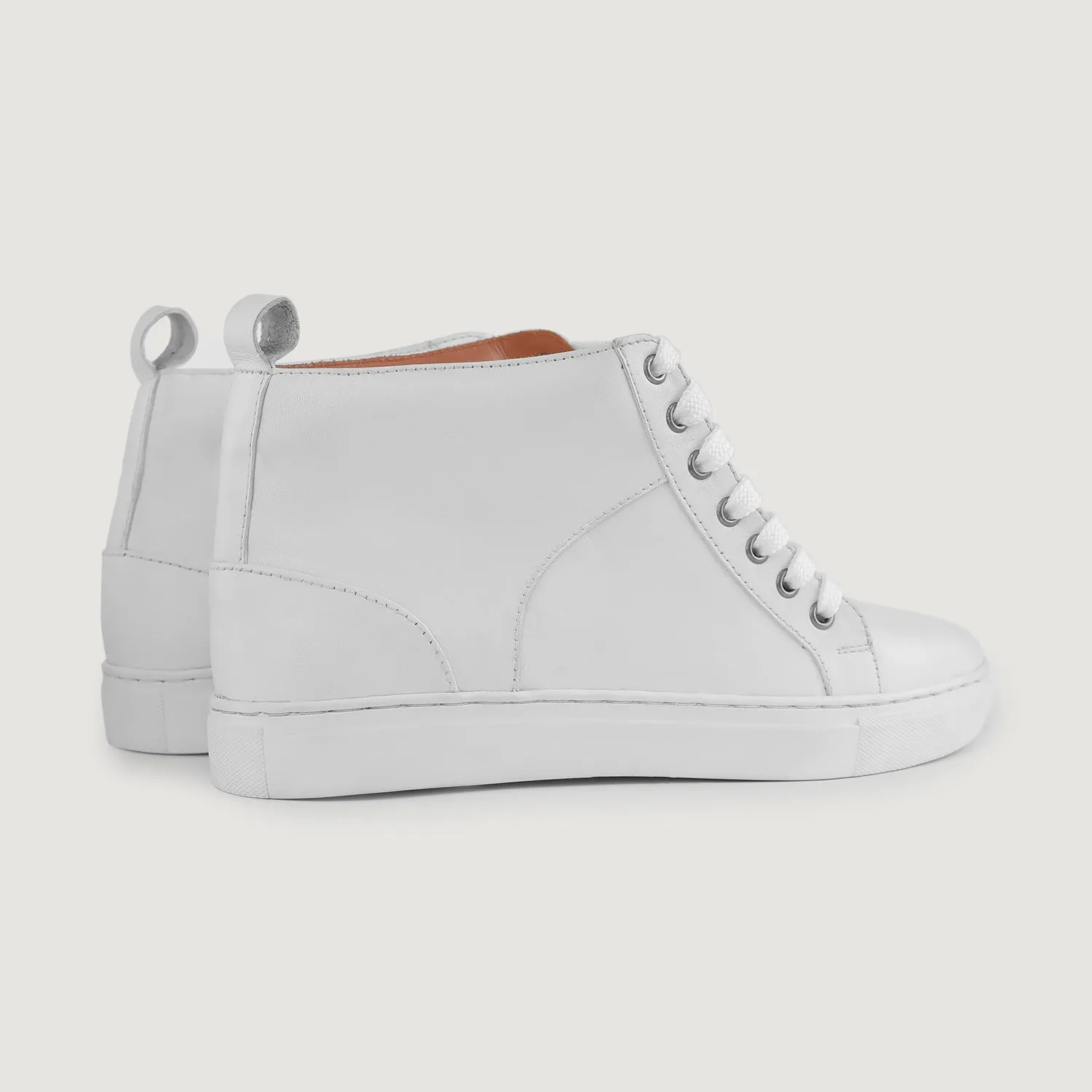 Marty High Top White Leather Sneakers