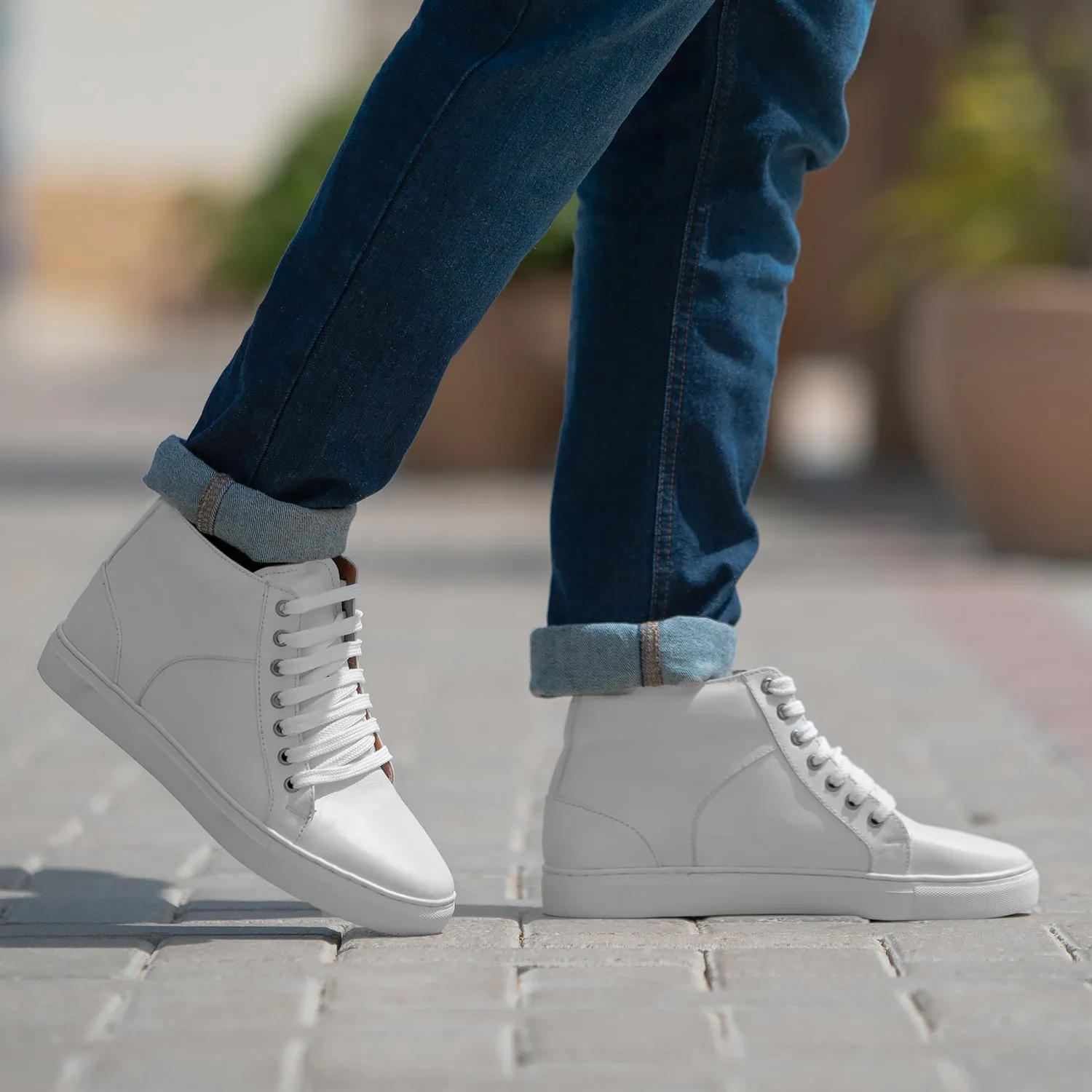 Marty High Top White Leather Sneakers