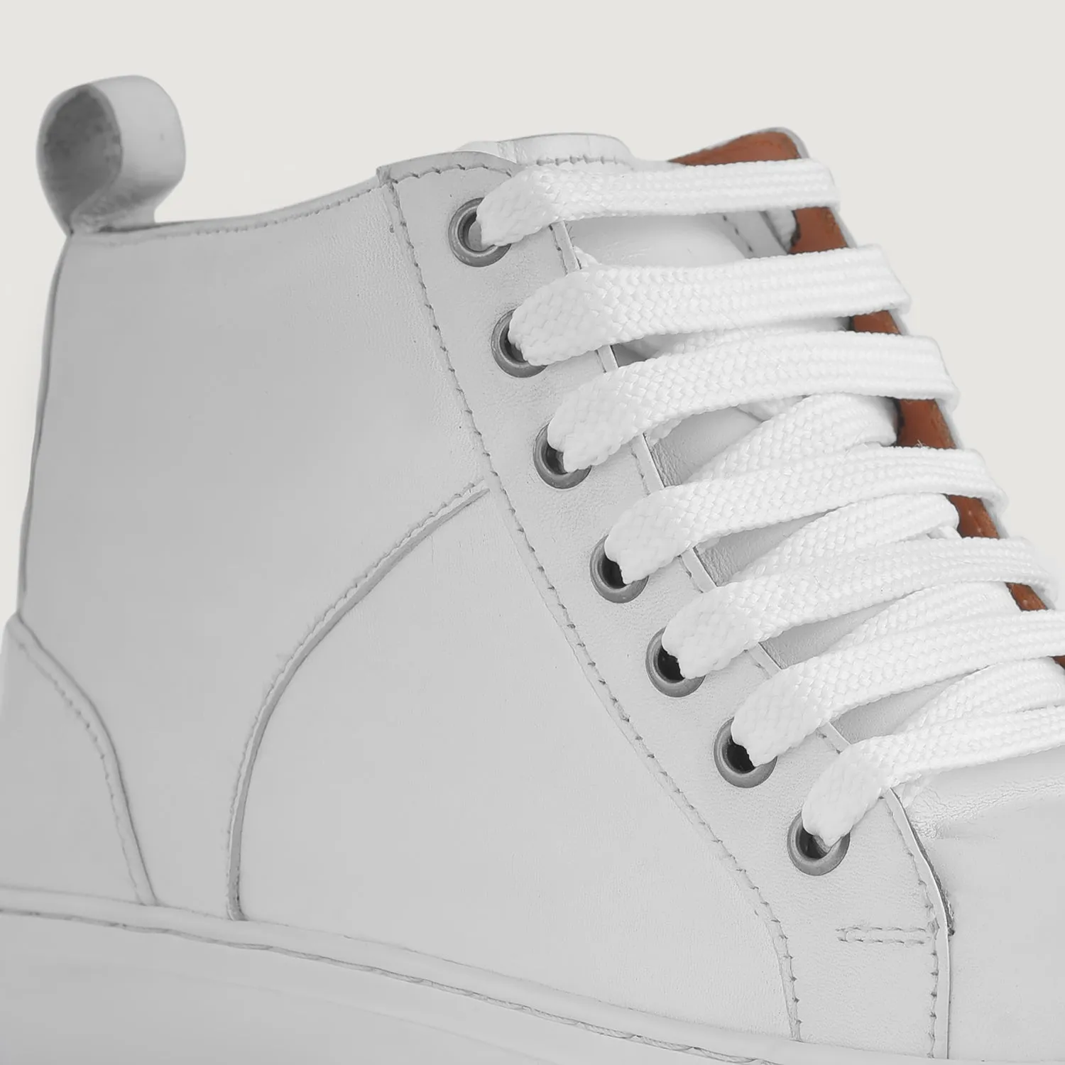 Marty High Top White Leather Sneakers