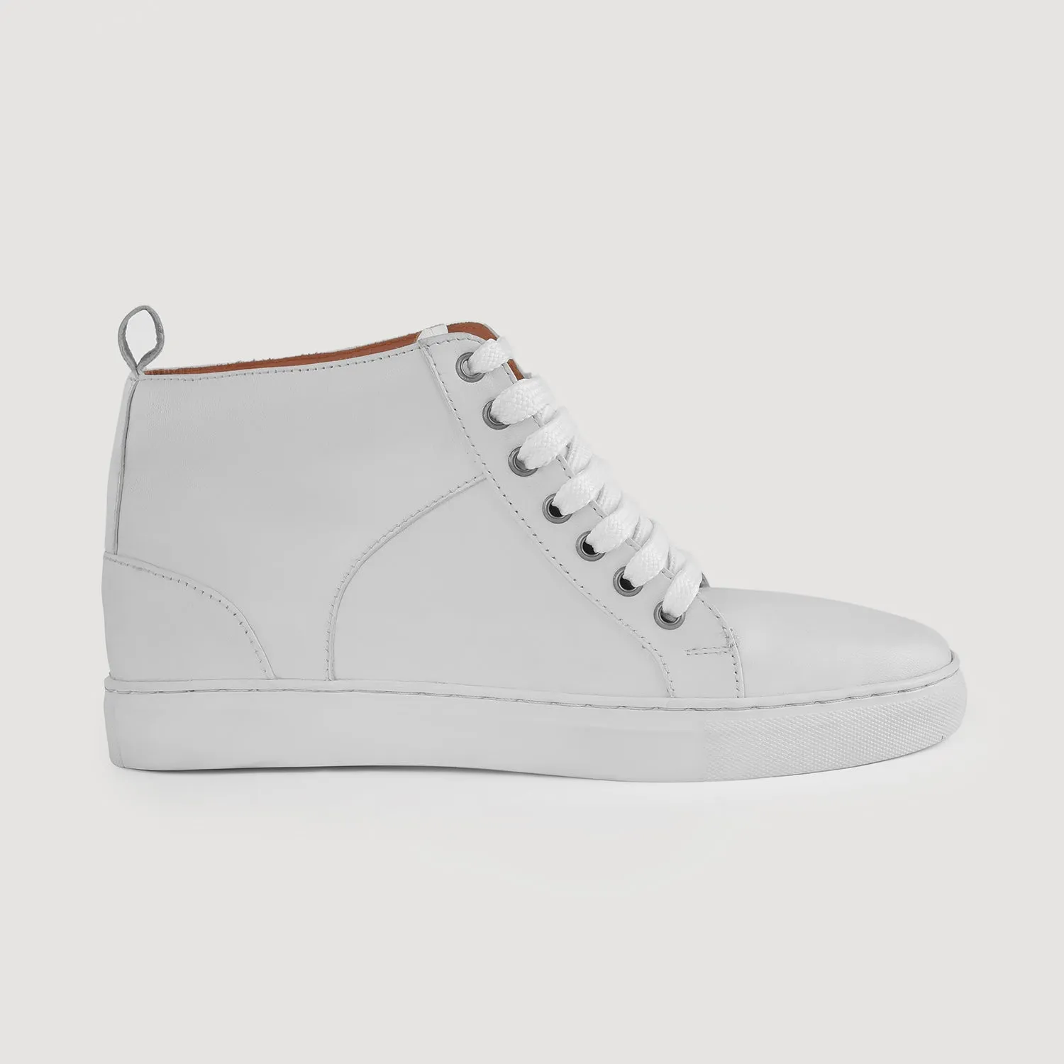 Marty High Top White Leather Sneakers