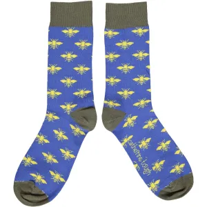 Men's Bee Ankle Socks- Blue/ Khaki