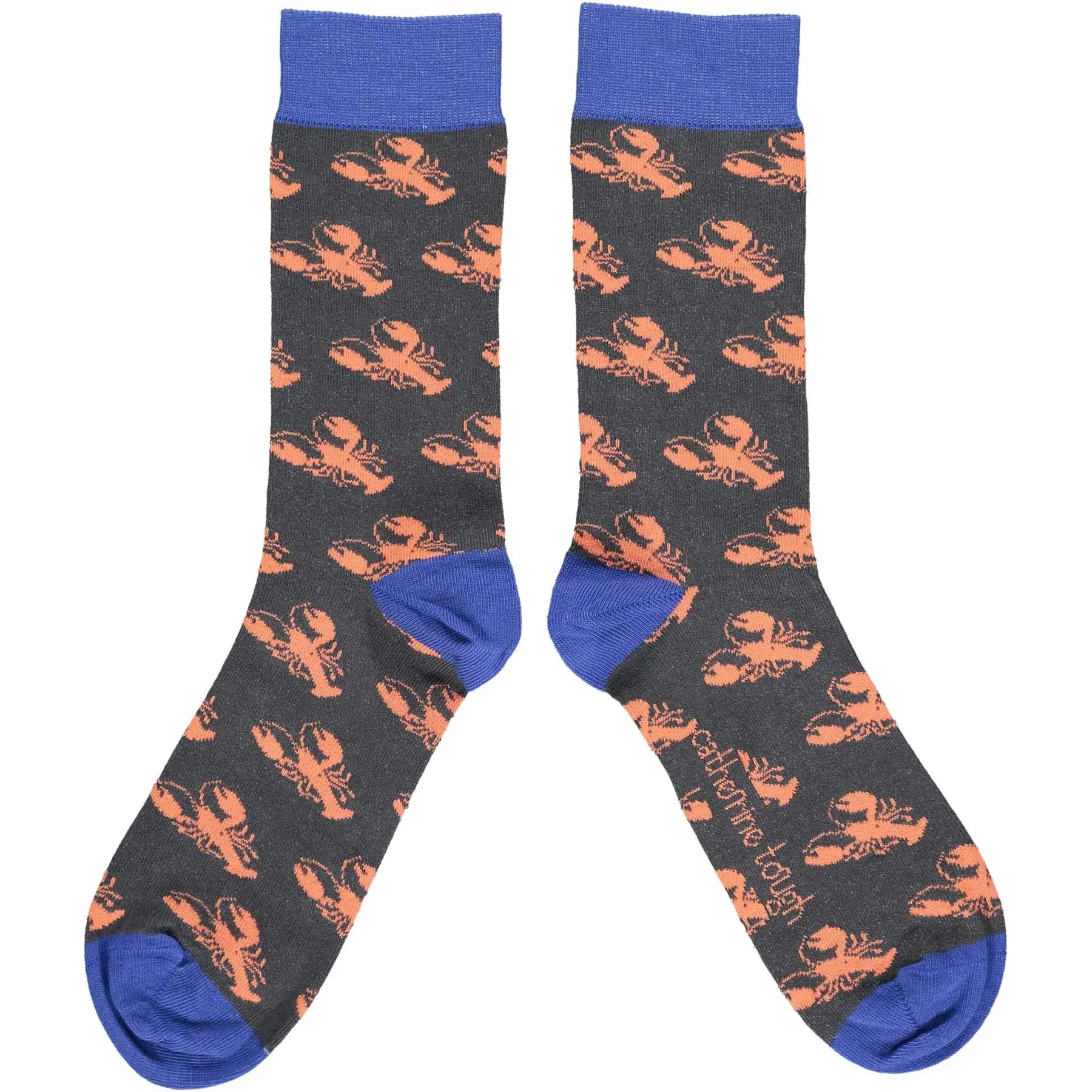 Men's Lobster Ankle Socks- Slate/ Bright Blue