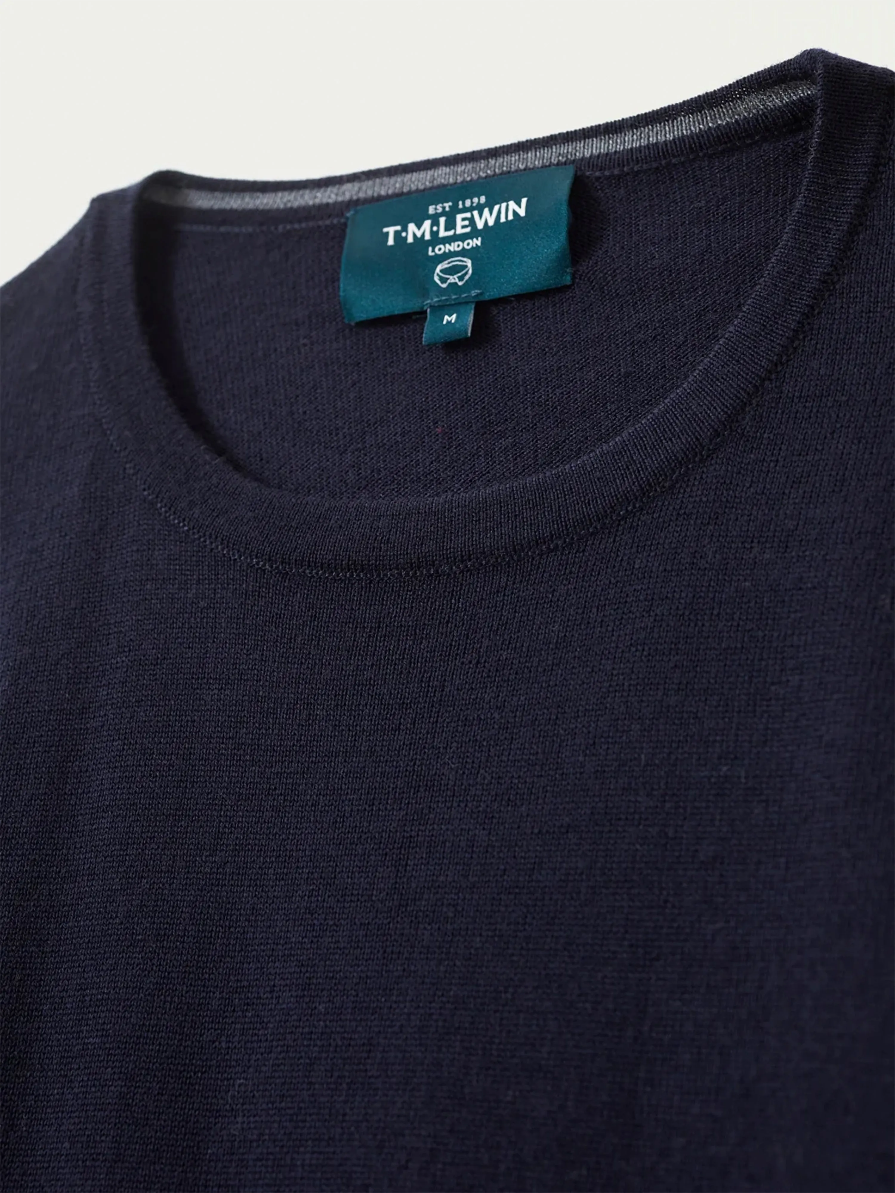 Merino Wool Crew Neck Jumper - Navy