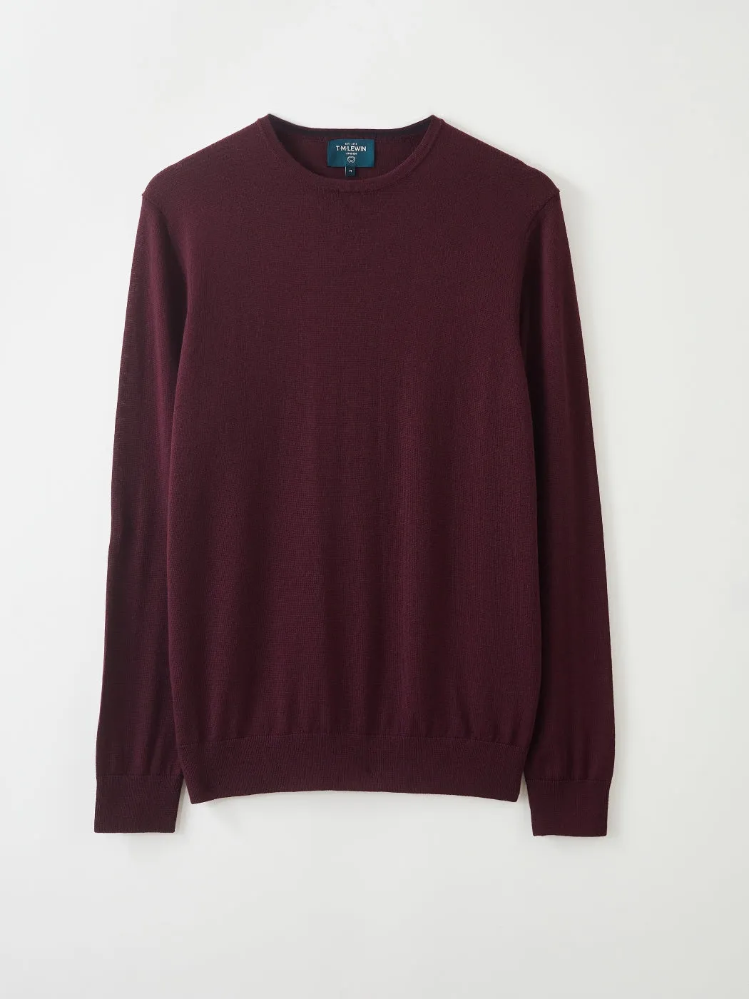 Merino Wool Crew Neck Jumper - Wine