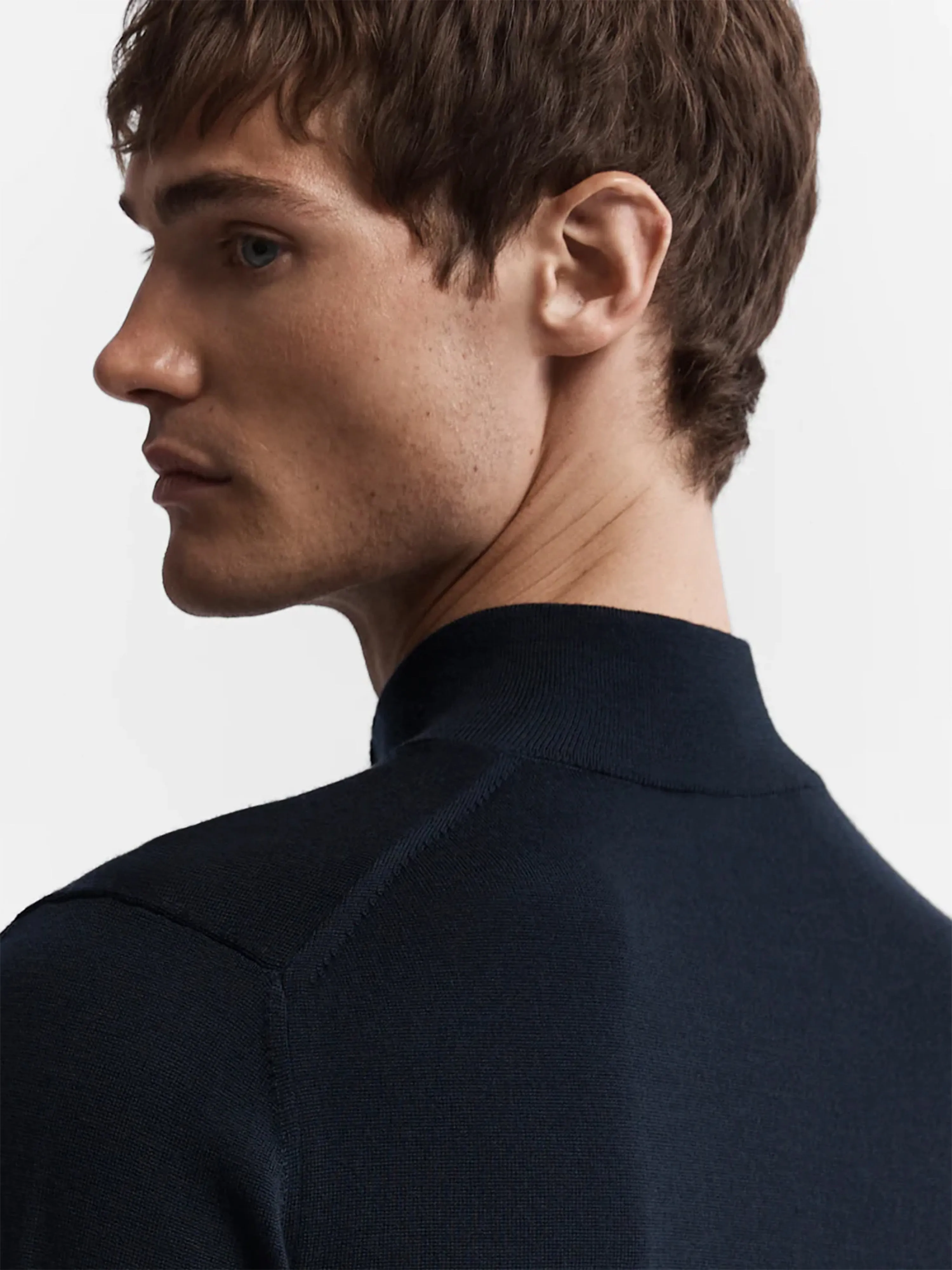 Merino Wool Quarter-Zip Jumper - Navy