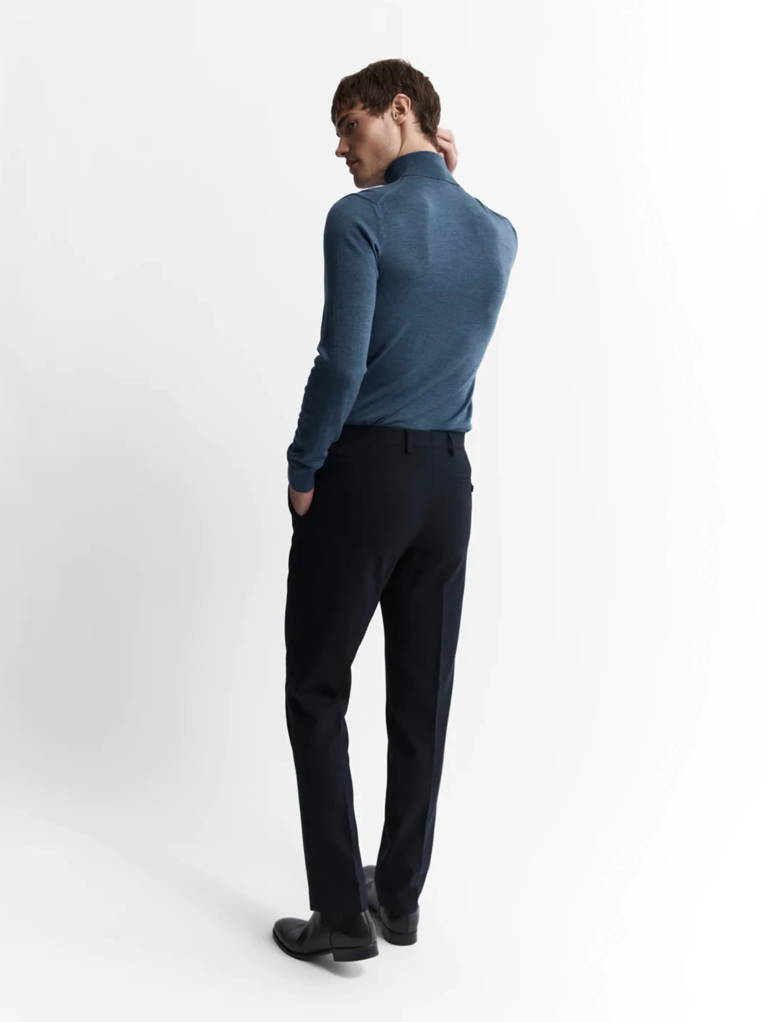 Merino Wool Roll Neck Jumper - Denim