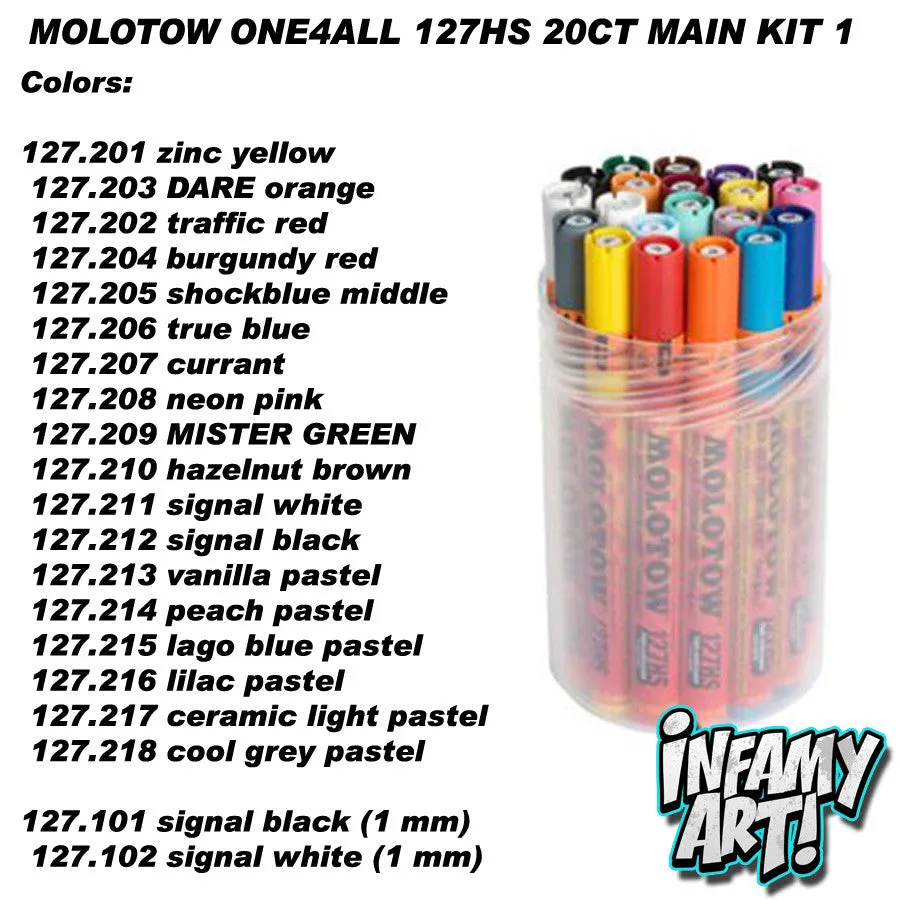 Molotow One4All 127 HS Paint Markers 20 count Main Kit 1