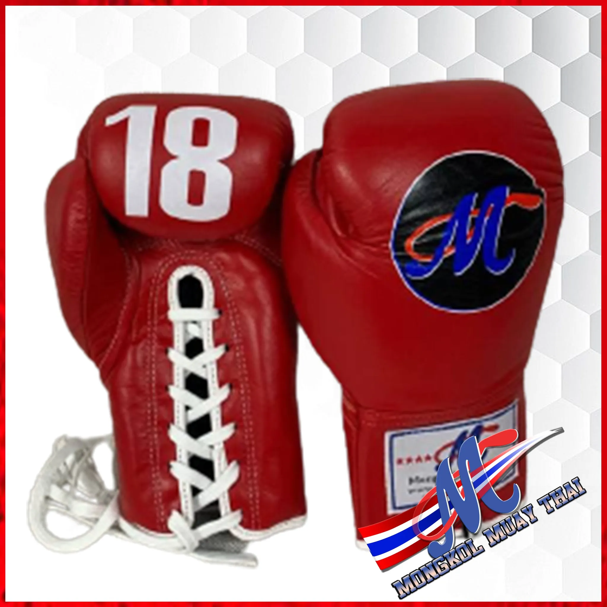 Mongkol Boxing Gloves  Red Lace-up 18 SERIES