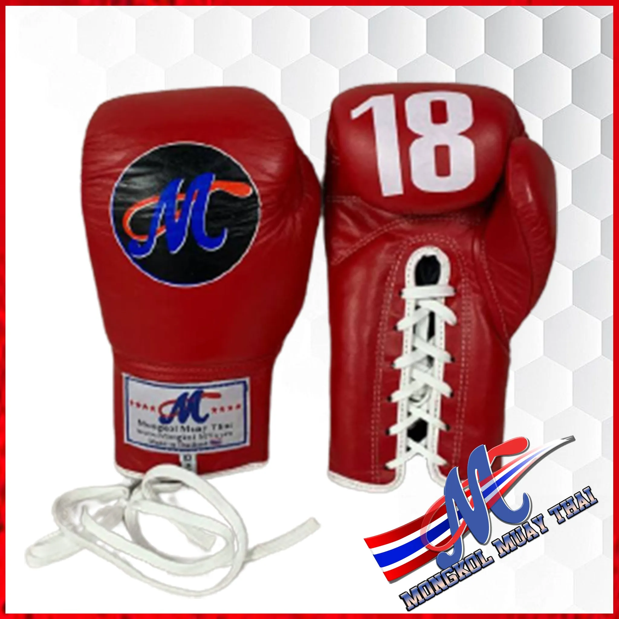 Mongkol Boxing Gloves  Red Lace-up 18 SERIES