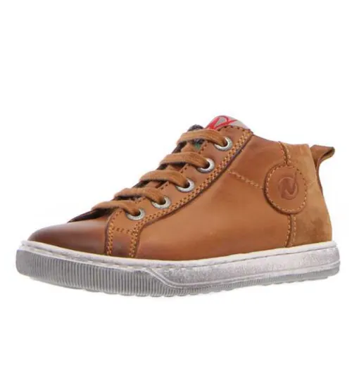 Naturino Boy's Life High Top Nappa/Suede Sneakers, Cognac