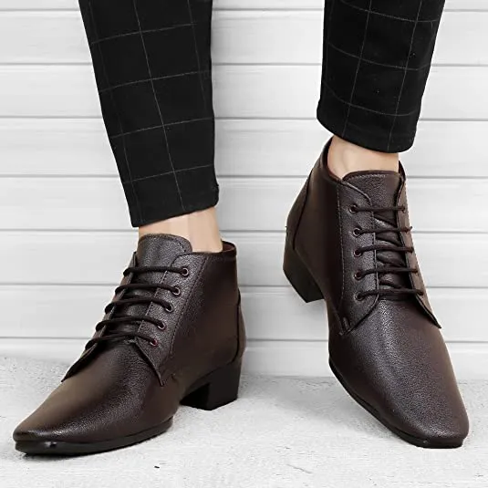 New Arrival Derby Faux Leather Formal Height Increasing Boots For Men's-JonasParamount