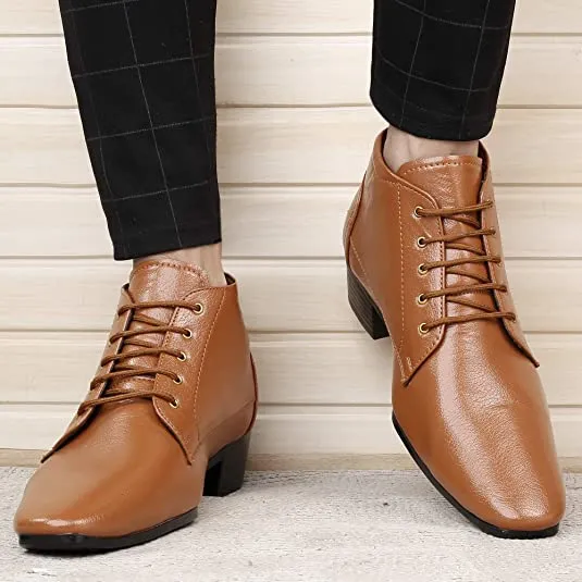 New Arrival Derby Faux Leather Formal Height Increasing Boots For Men's-JonasParamount