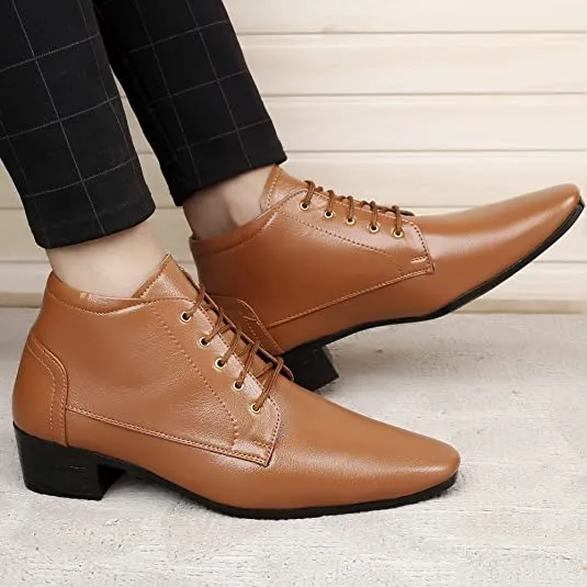 New Arrival Derby Faux Leather Formal Height Increasing Boots For Men's-JonasParamount