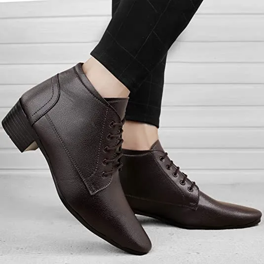 New Arrival Derby Faux Leather Formal Height Increasing Boots For Men's-JonasParamount