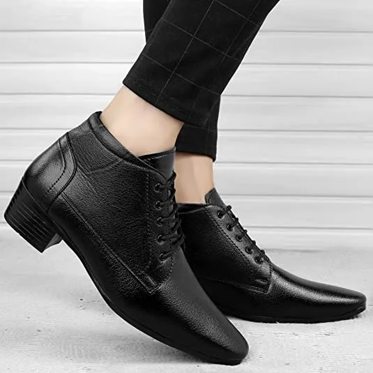 New Arrival Derby Faux Leather Formal Height Increasing Boots For Men's-JonasParamount