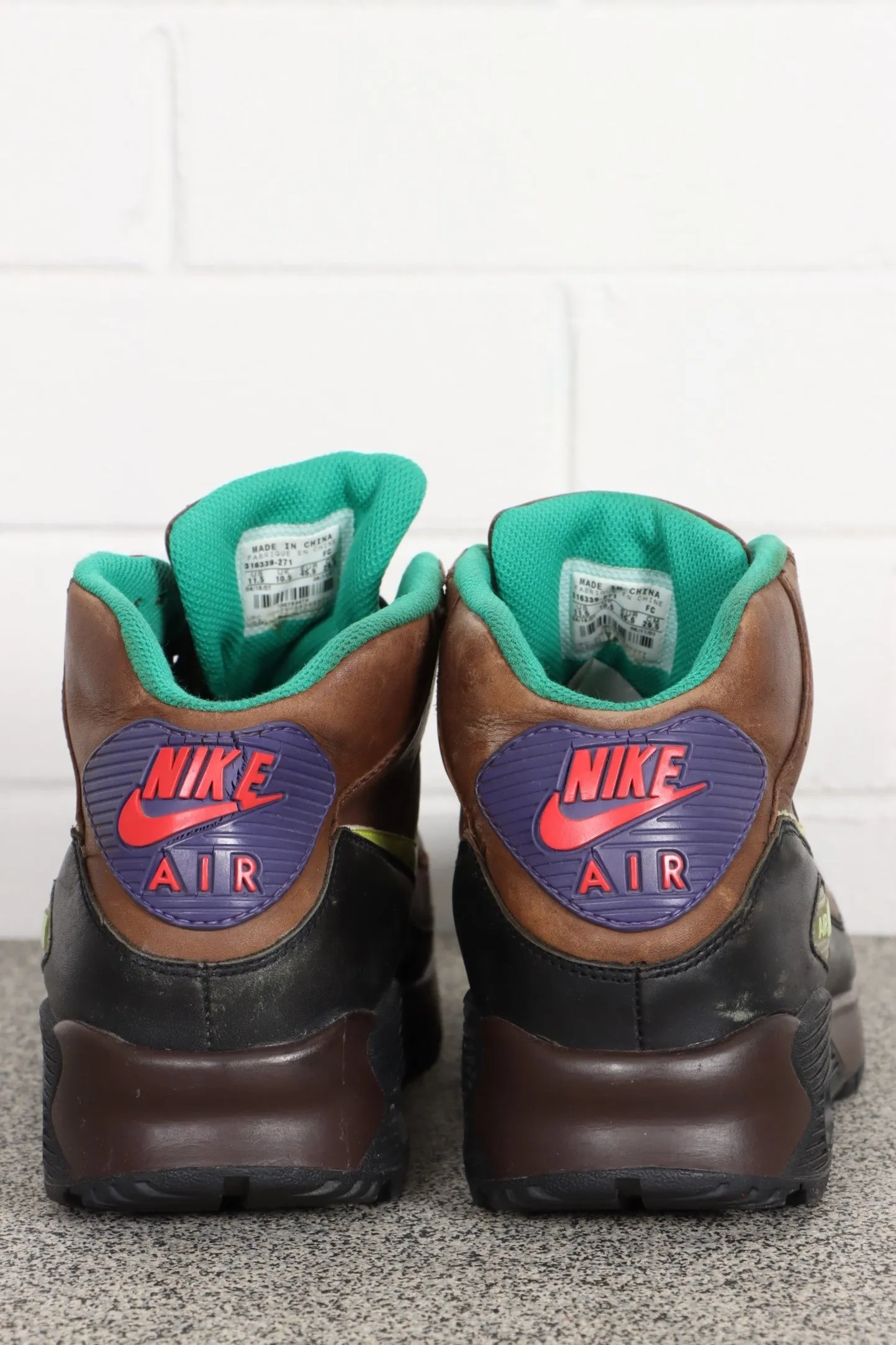 NIKE Air Max 90 Brown Leather Sneaker Boots (11.5)