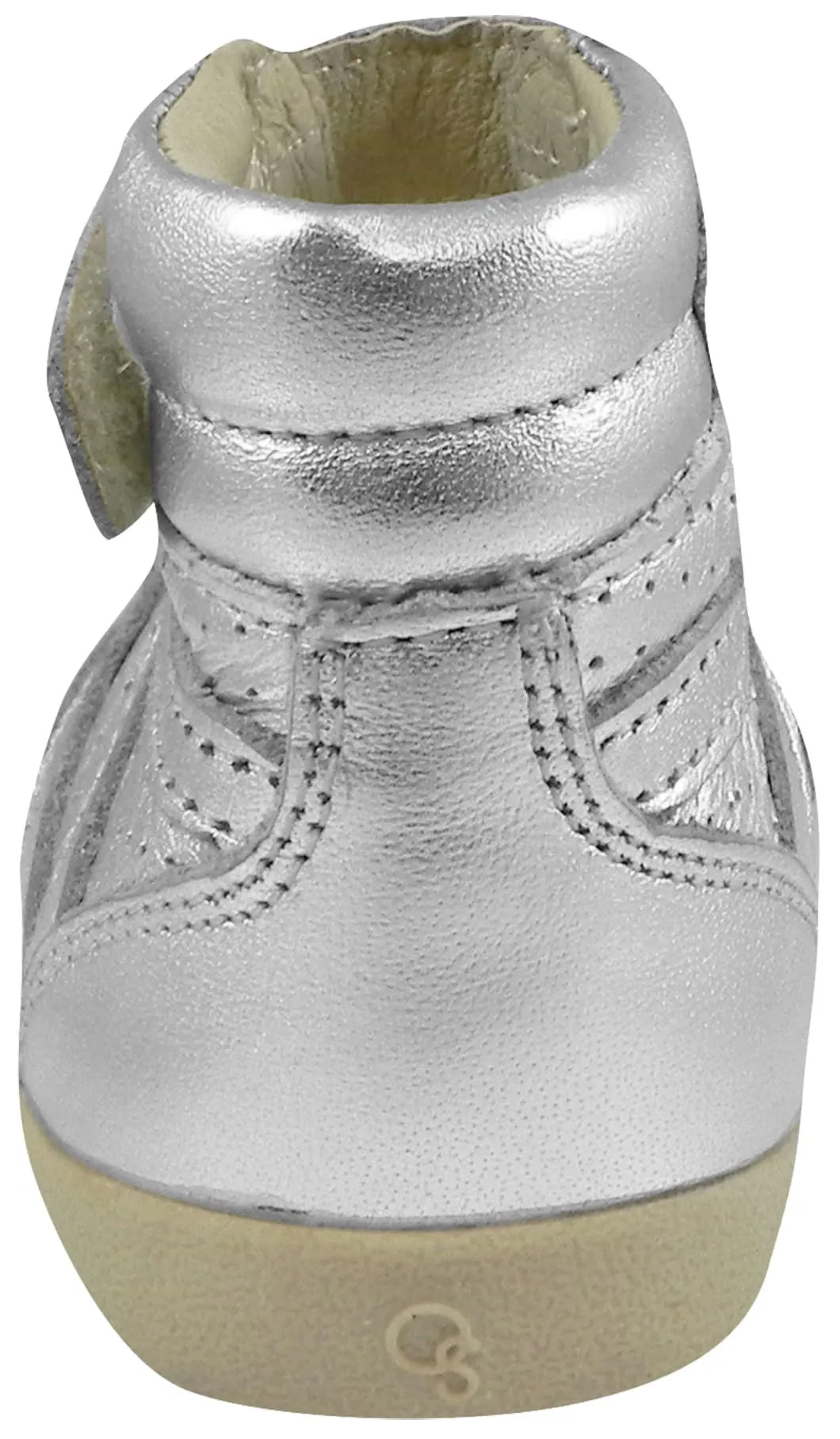 Old Soles Girl's and Boy's 329 Cheer Leader Silver Leather High Top Hook and Loop Sneakers