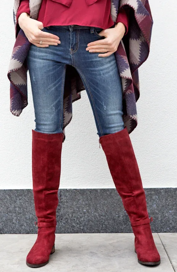 Overknee Buckle Boots Bordeaux