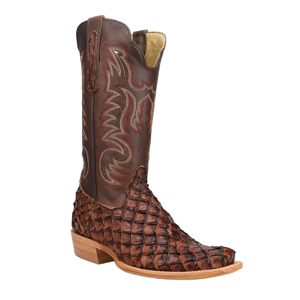 Pirarucu Embroidered Narrow Square Toe Cowboy Boots