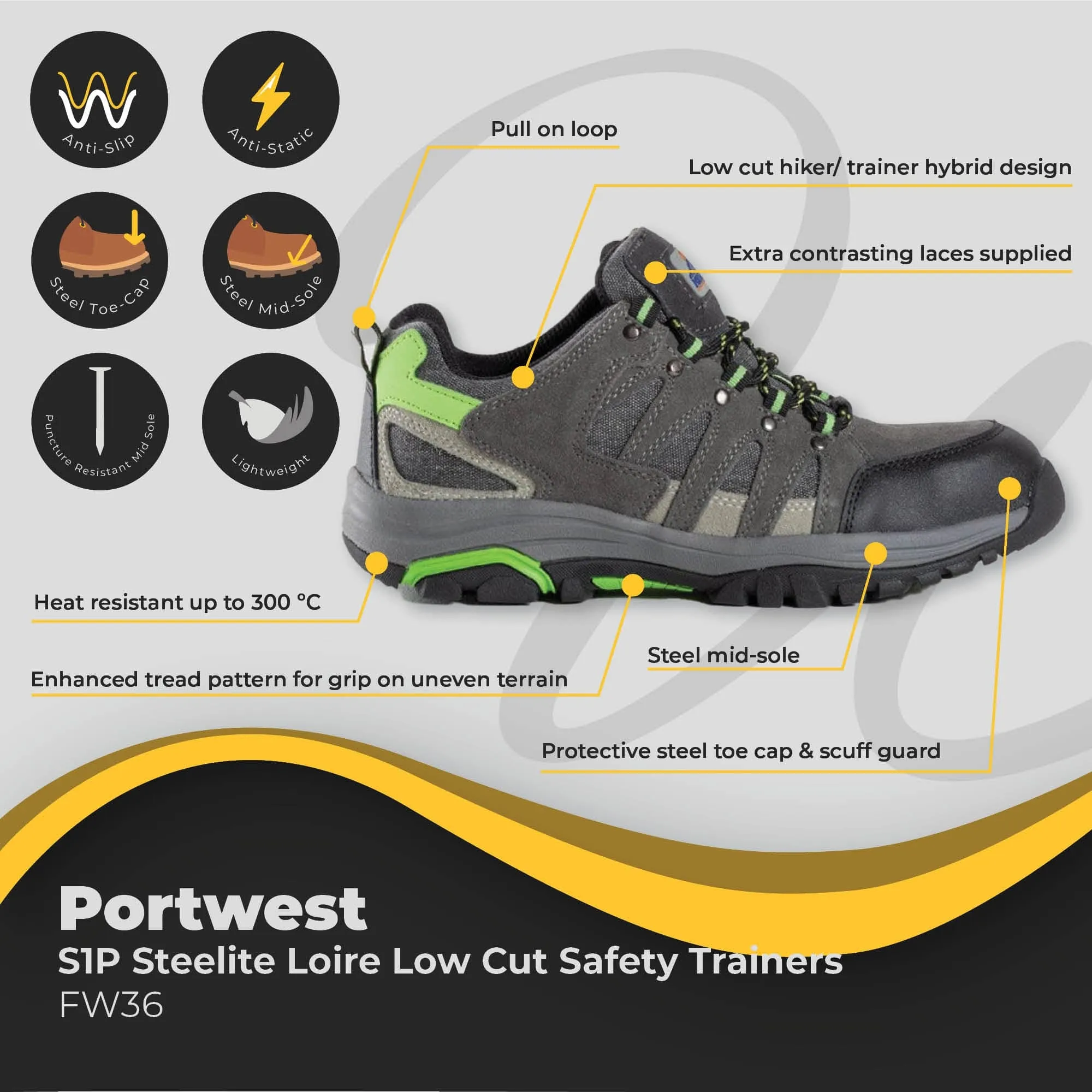 Portwest Steelite Loire Low Cut Trainer S1P FW36