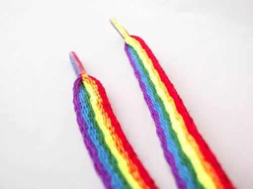 Rainbow Laces Gay Pride Multi Coloured Flat 10mm Shoes Trainers Shoelaces LGBTQ