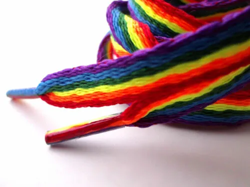 Rainbow Laces Gay Pride Multi Coloured Flat 10mm Shoes Trainers Shoelaces LGBTQ