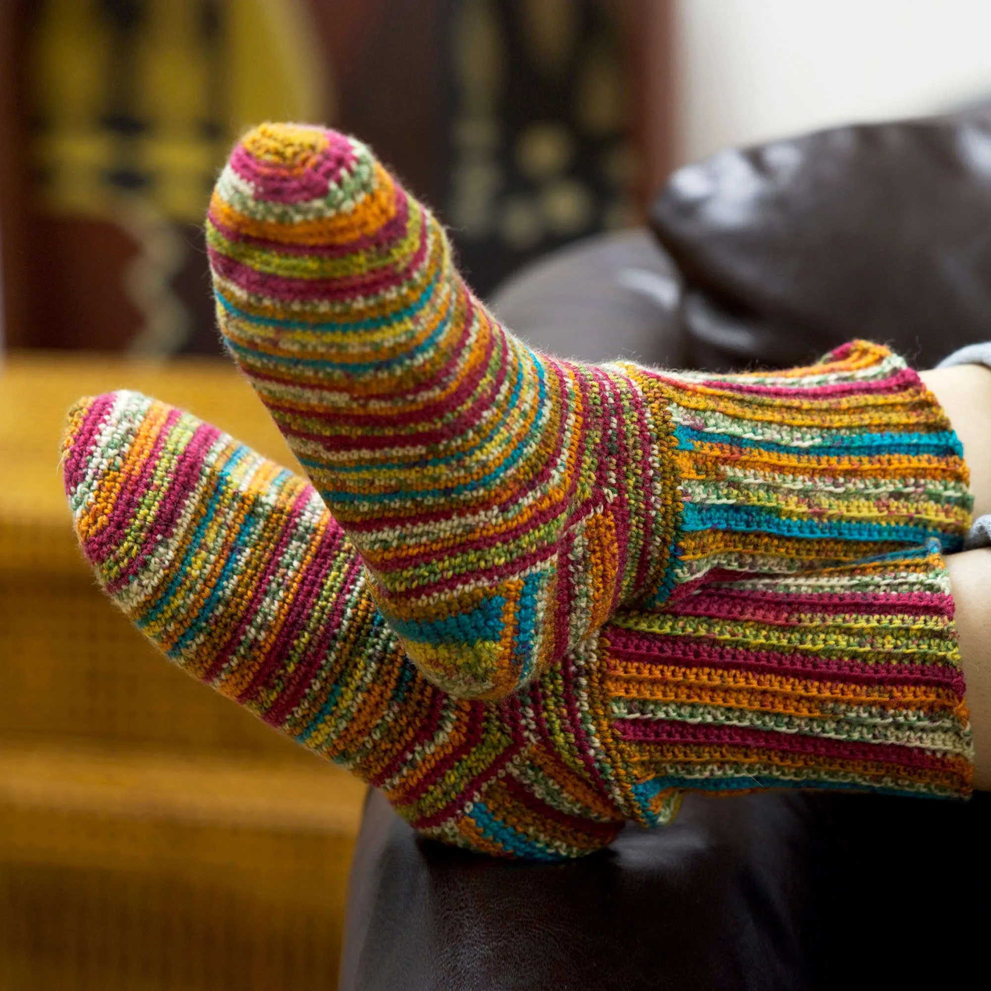 Red Heart Colorful Crochet Socks