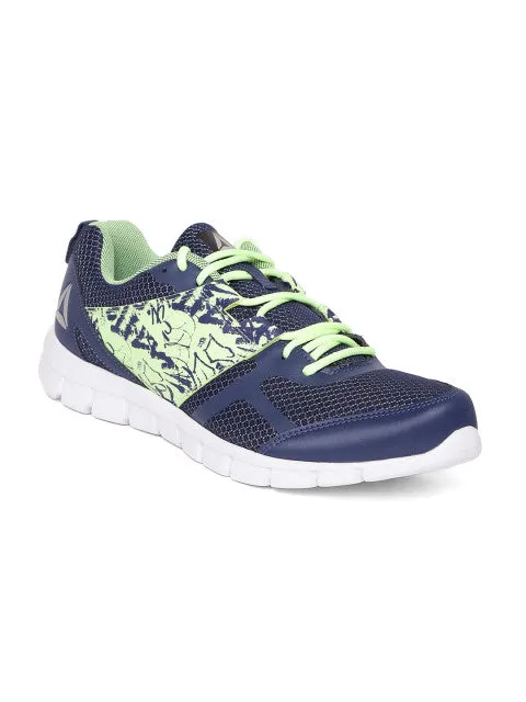 Reebok Men Navy & Green Speed Printed Running Shoes