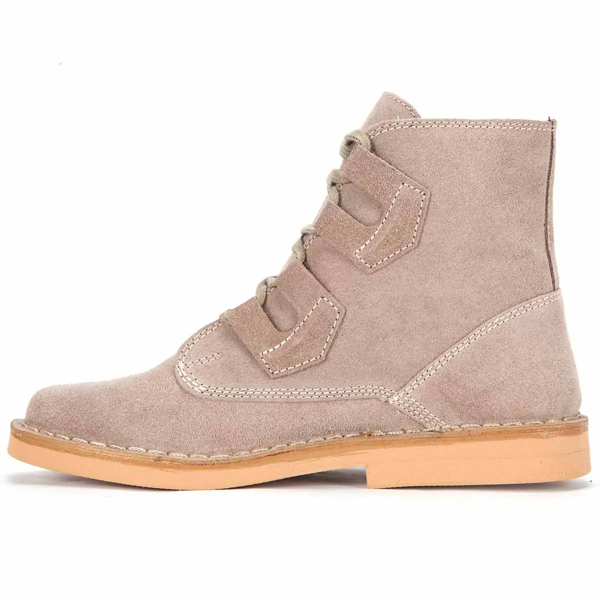 Roamers Ghillie Tie Suede Desert Boots Taupe