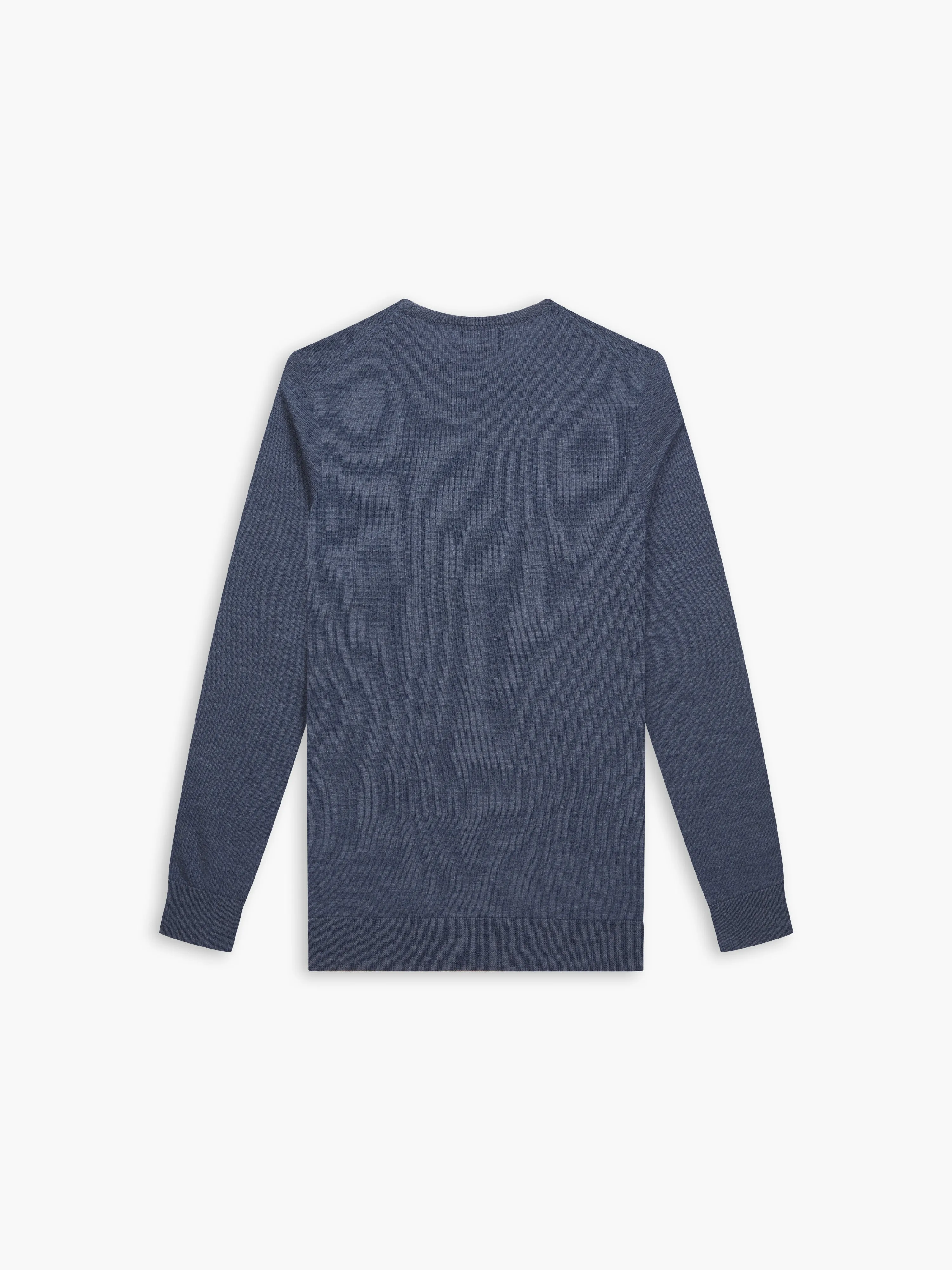 Romney Denim Crew Neck Slim Fit Merino Wool Jumper