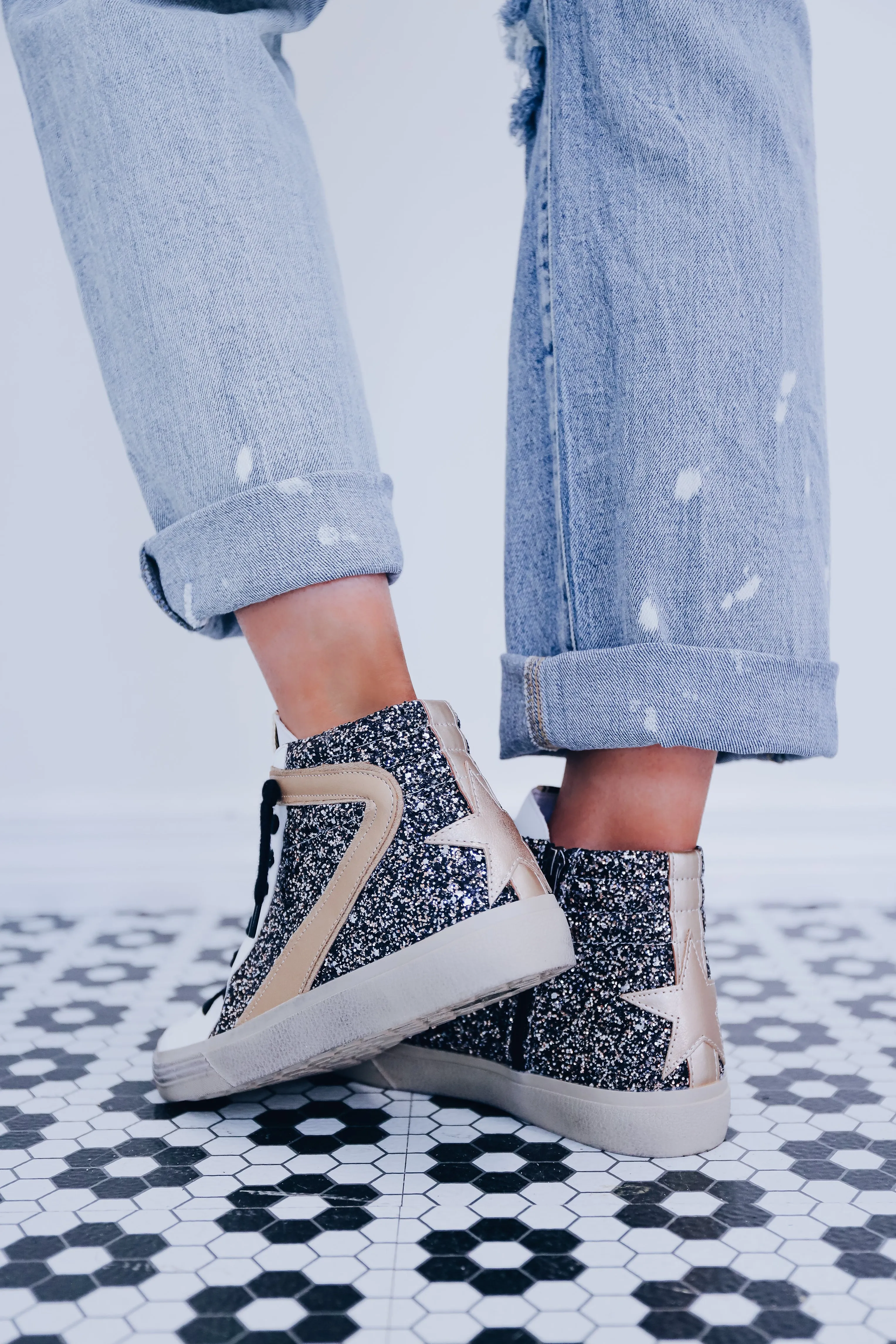 Rooney High Top Glitter Sneaker by Shu Shop