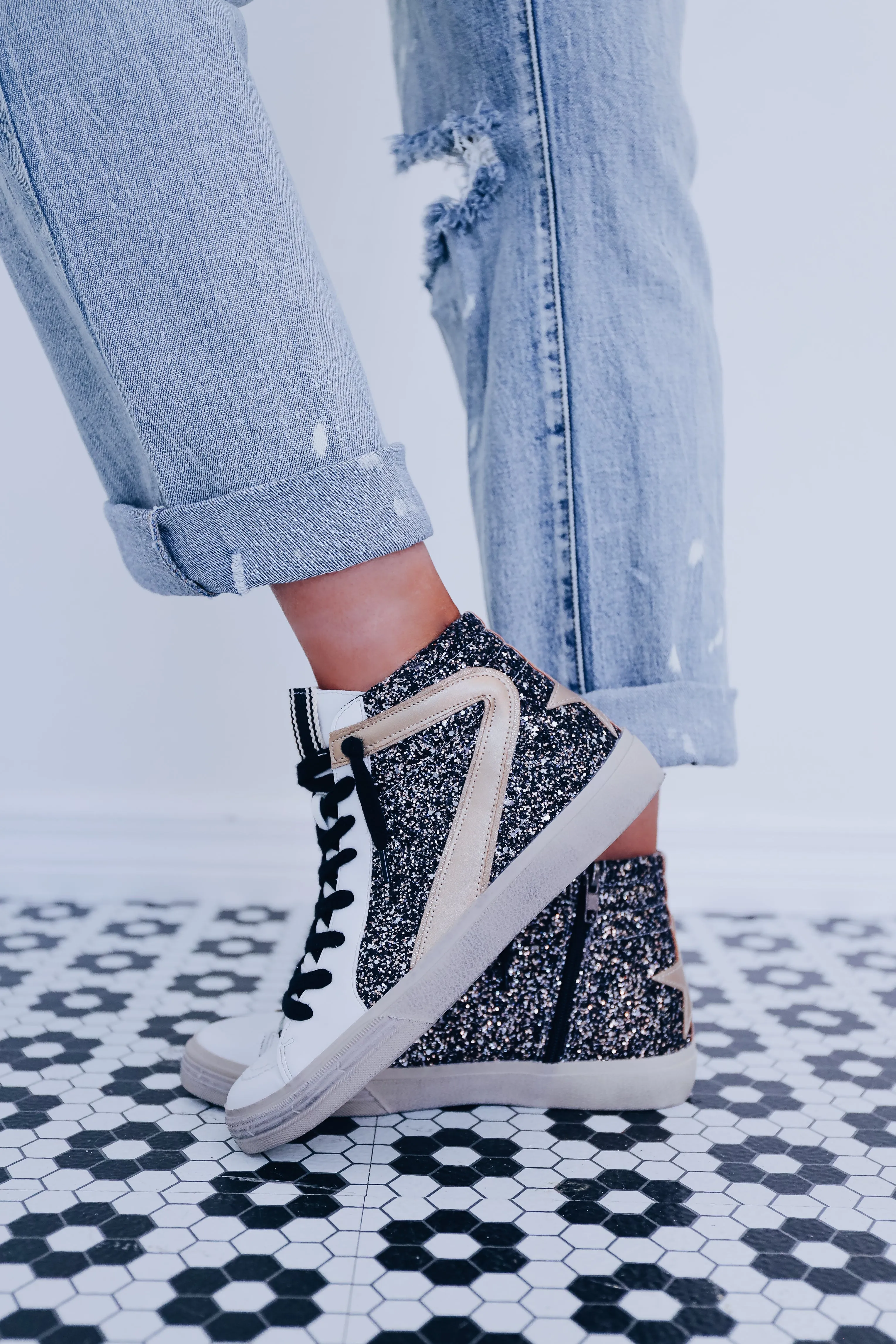 Rooney High Top Glitter Sneaker by Shu Shop