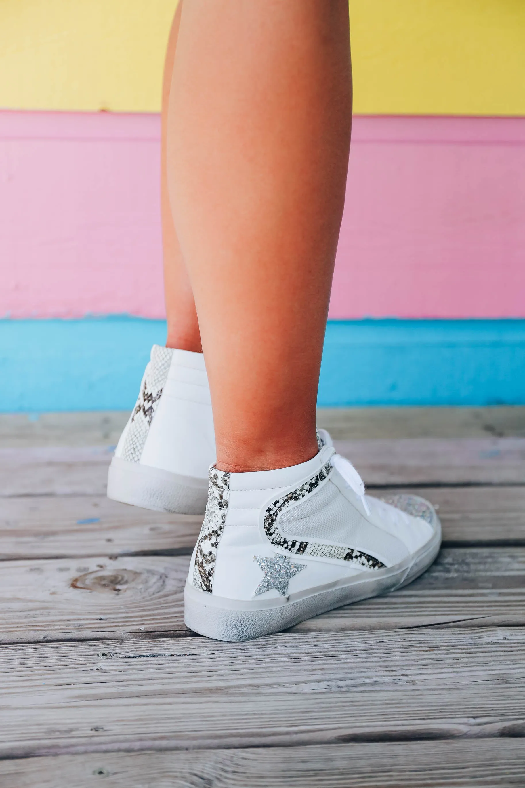 Roxanne High Top Sneaker by Shu Shop - White/Snake