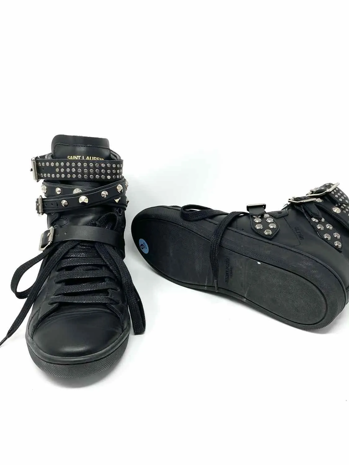 Saint Laurent Black High-Top Studded Size 36.5 Sneakers