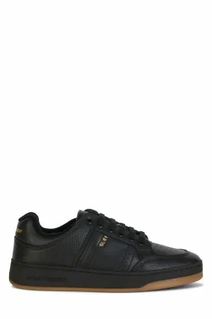 Saint Laurent Elegant Black Low-Top Leather Sneakers