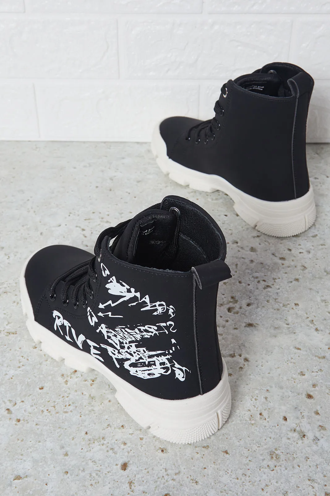 Senior Girls Black High-Top Sneakers