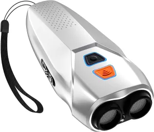 Silver Handheld Ultrasonic Dog Trainer with Dual Mode | Training & Deterrent Device with LED Light