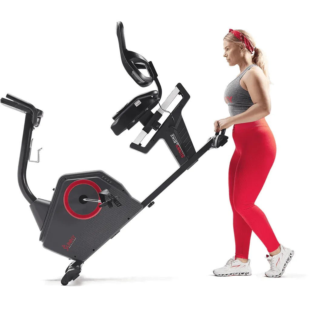 Sunny Health & Fitness Premium Magnetic Resistance Smart Recumbent Bike with Exclusive SunnyFit App Enhanced Bluetooth Connectivity