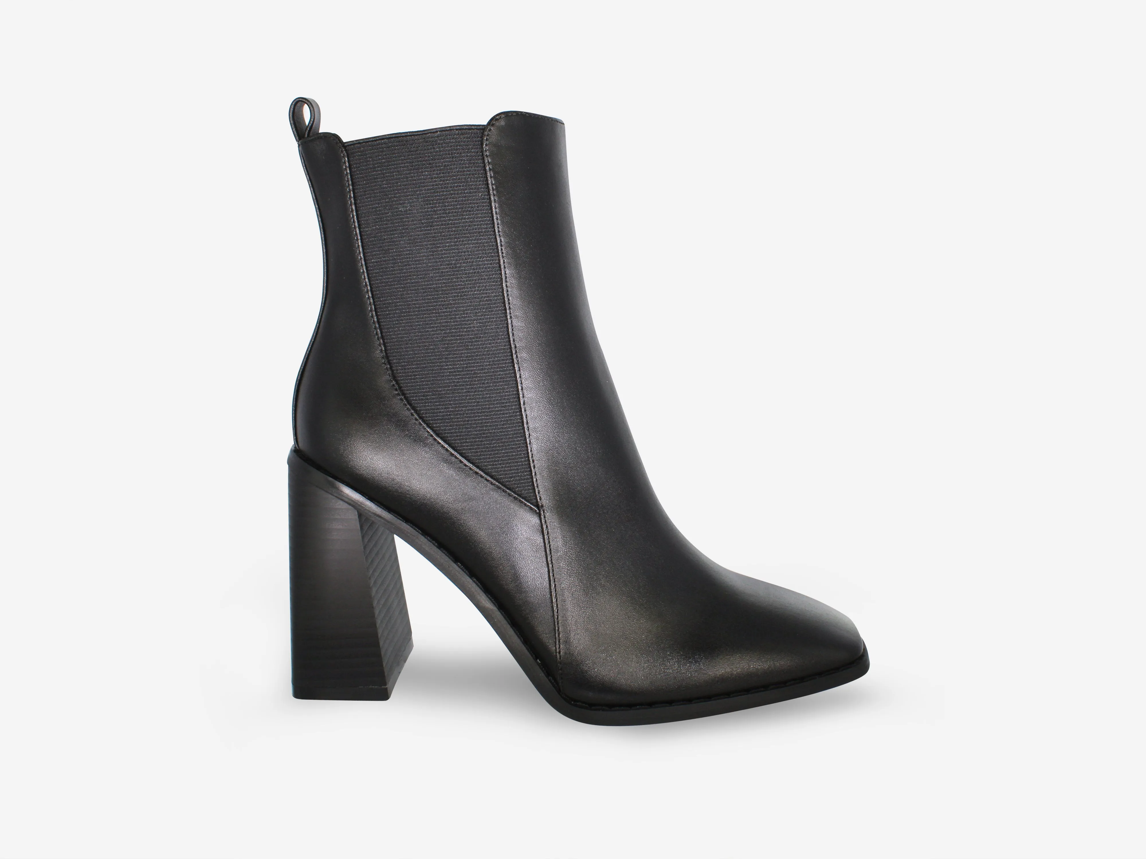 Tammy - Black Faux Leather Square Toe Ankle Boots