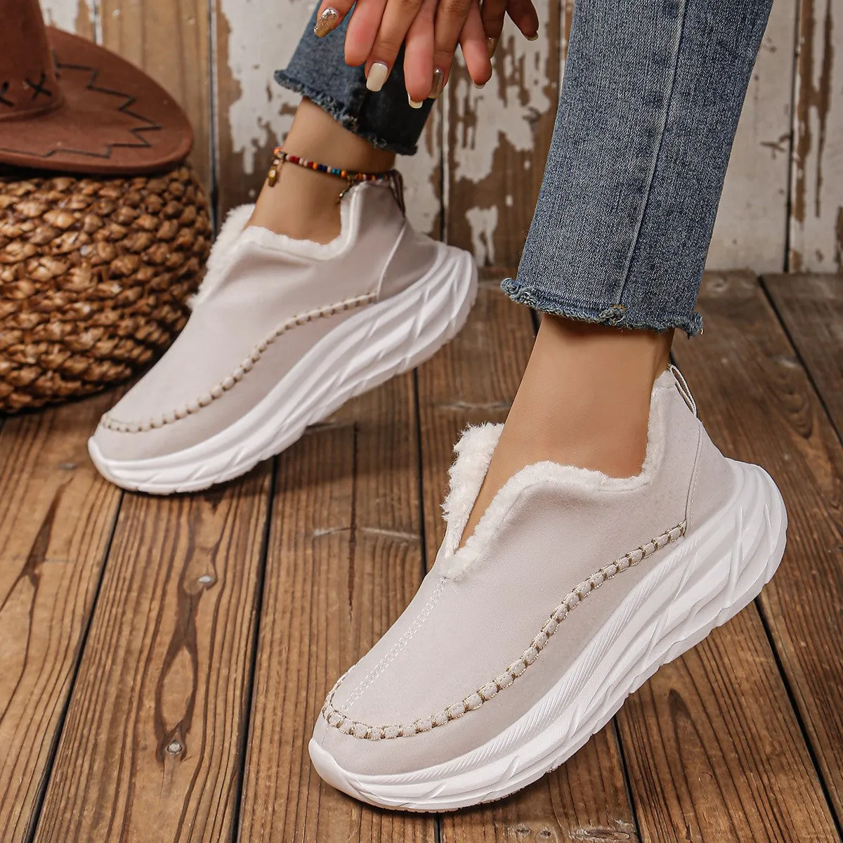 Thermal Suede Platform Slip-On Boots