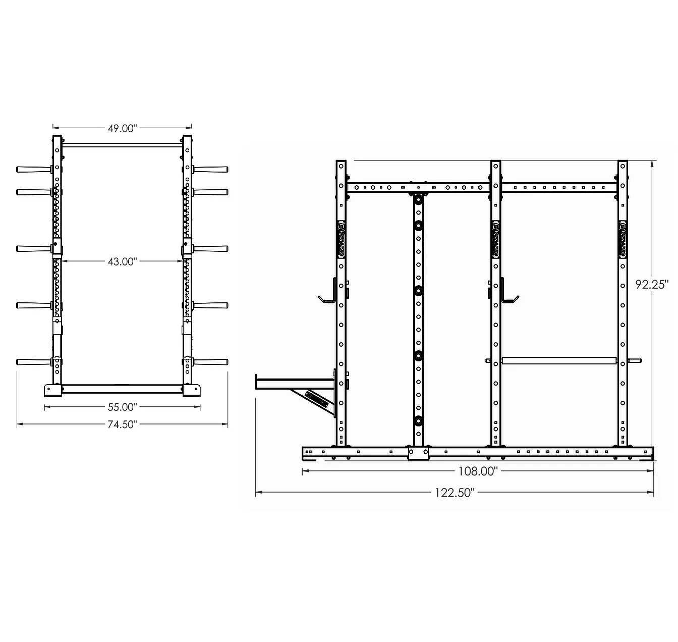 Titan G2 8' Power Rack/Half Rack Single Storage Post Combo