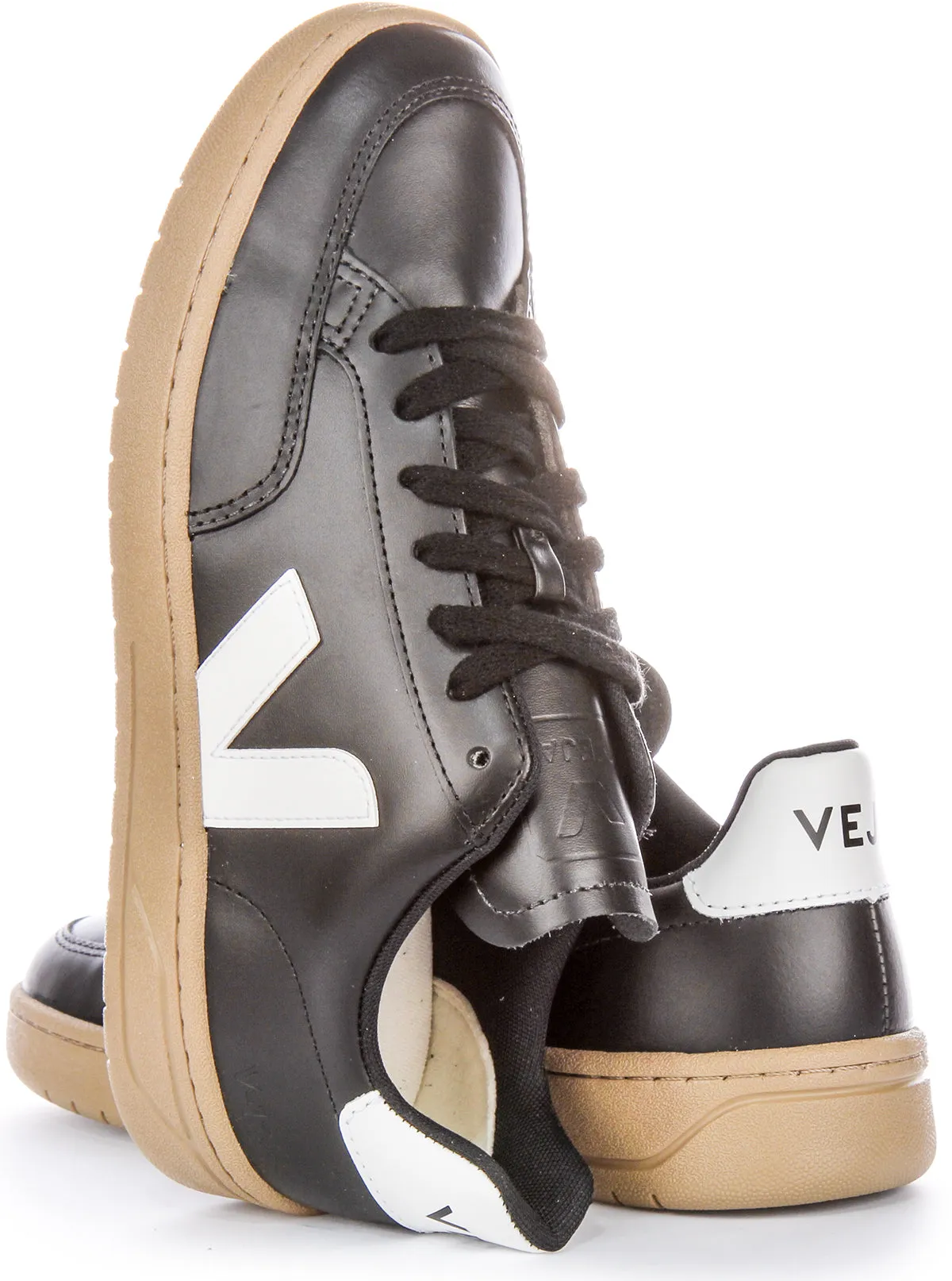 Veja V 12 Leather In Black White For Men