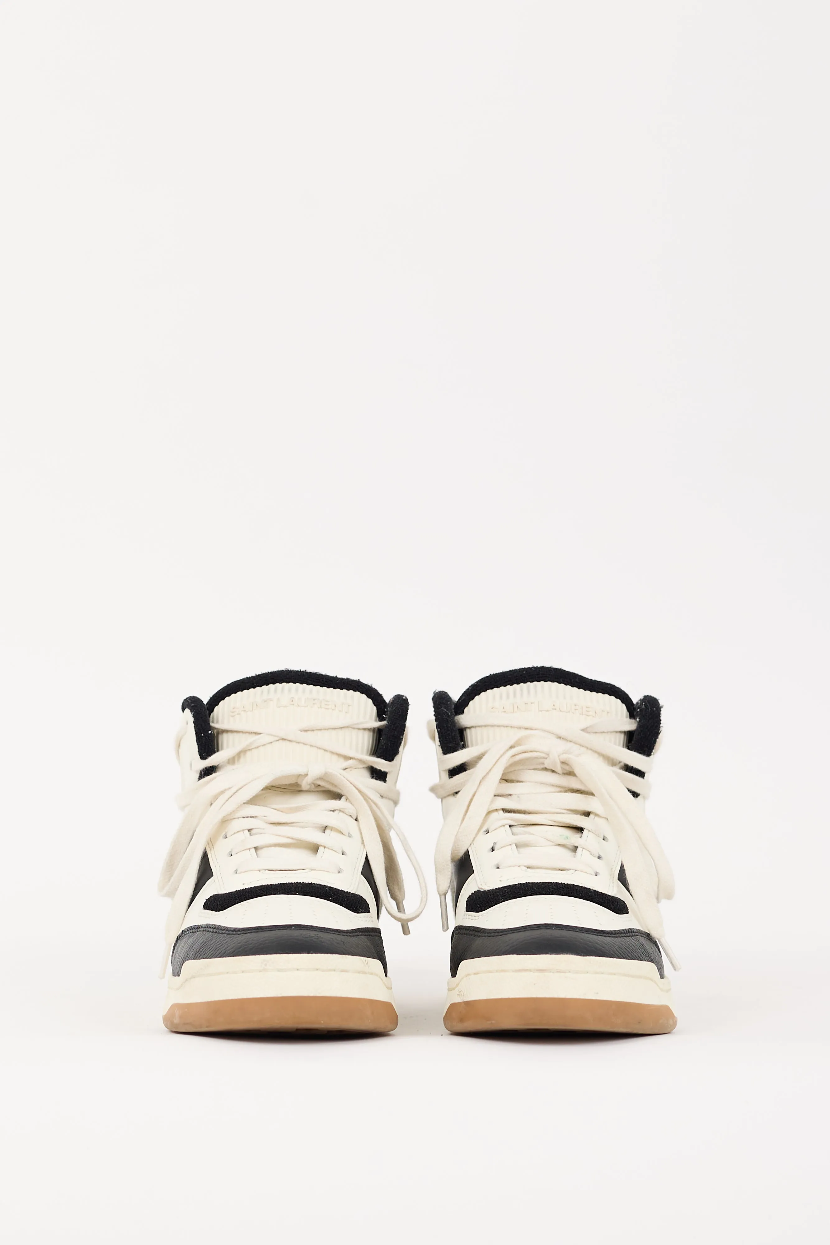 White & Black Leather SL/80 High Top Sneaker