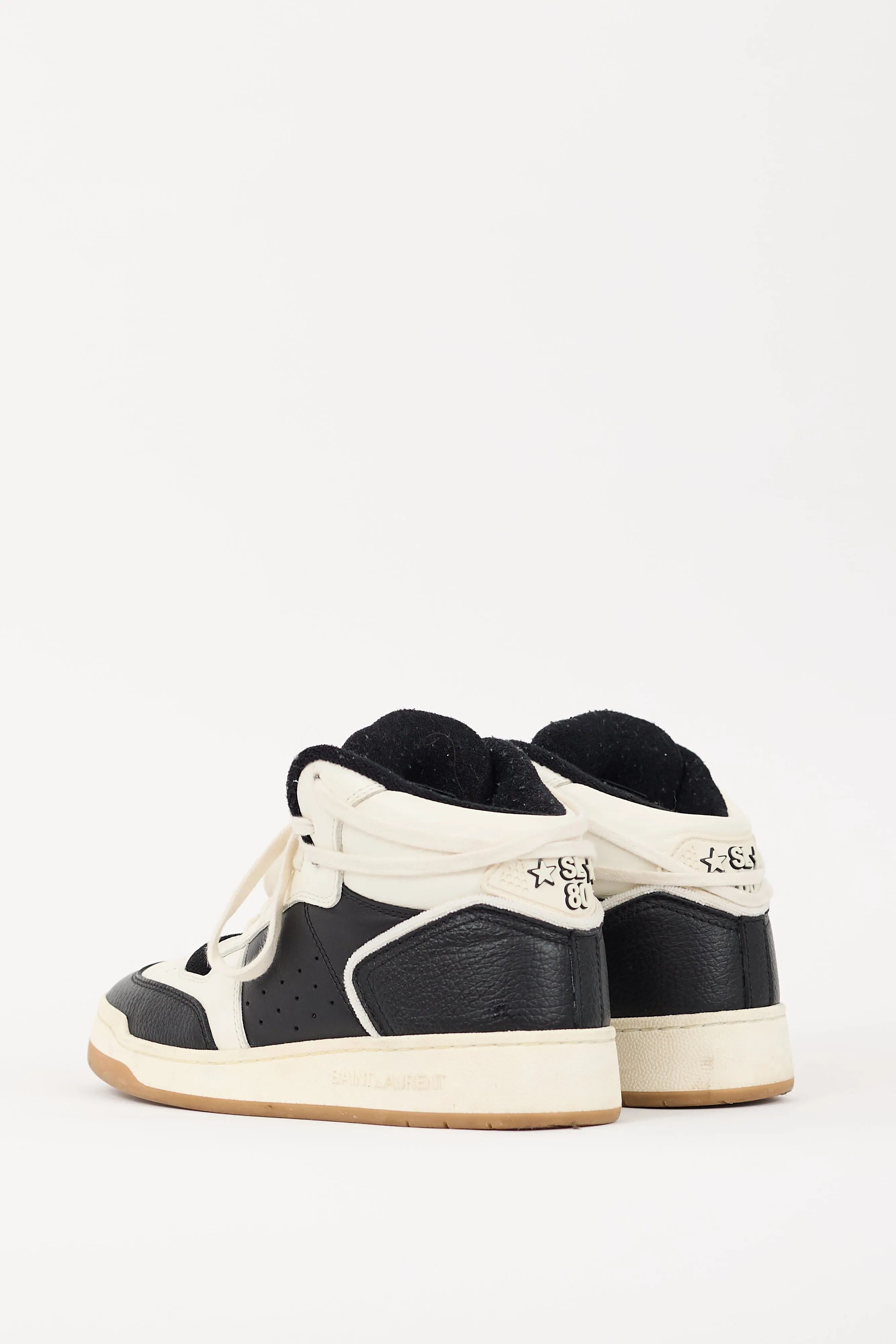 White & Black Leather SL/80 High Top Sneaker