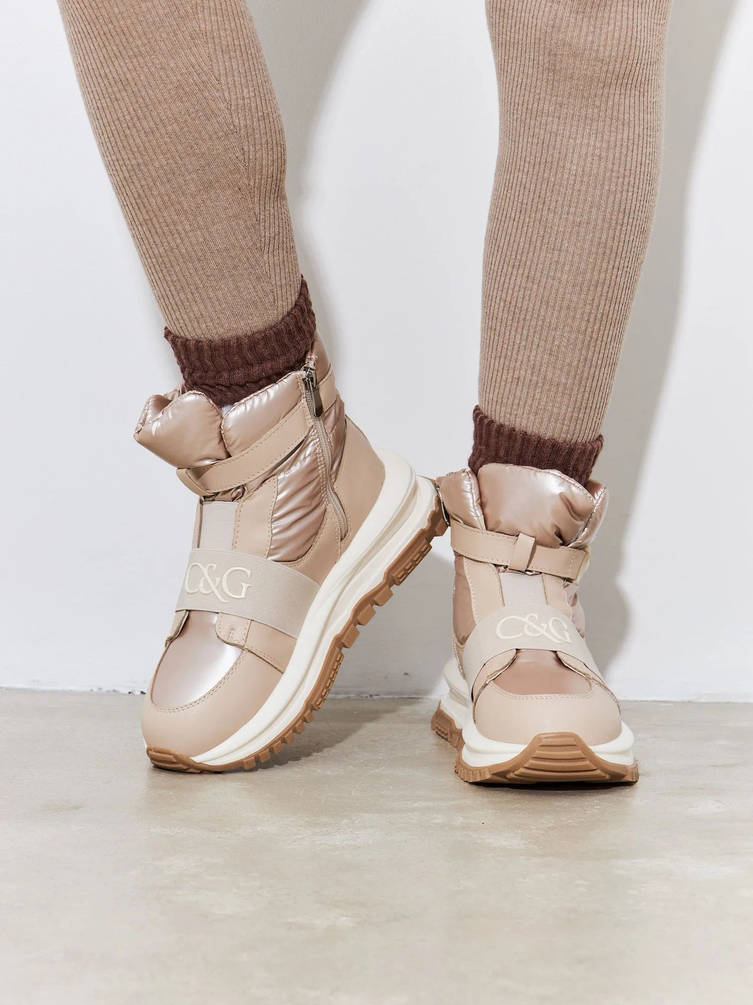 Winter Ankle Sneaker Boots - Beige