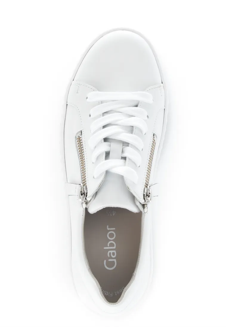 WOMEN'S GABOR 43.200.21 PLATFORM DOUBLE ZIP SNEAKER | WHITE