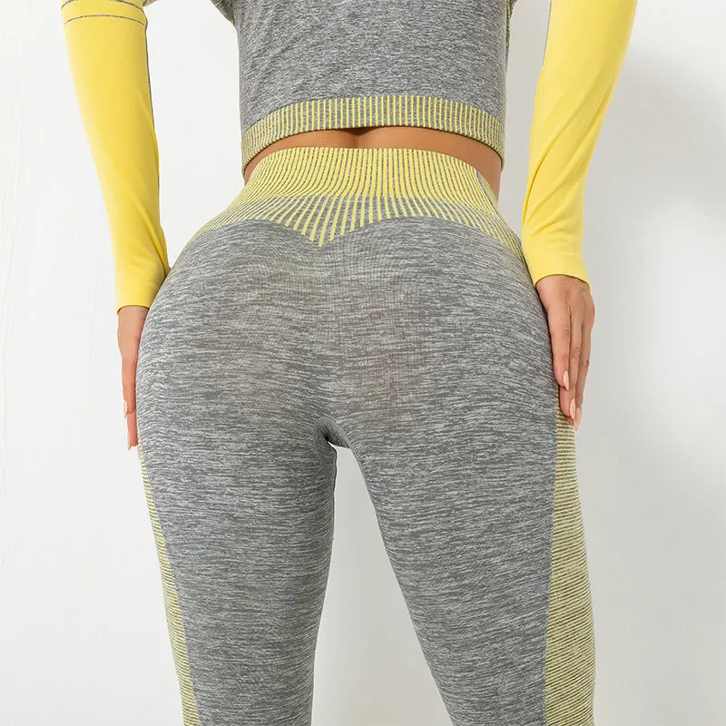 Women's Ombre Long Sleeve High Waisted Gym Set