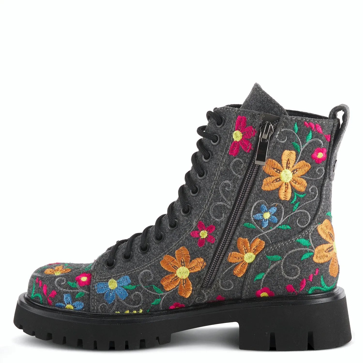 Words of Love Charm Boot - Charcoal Multi