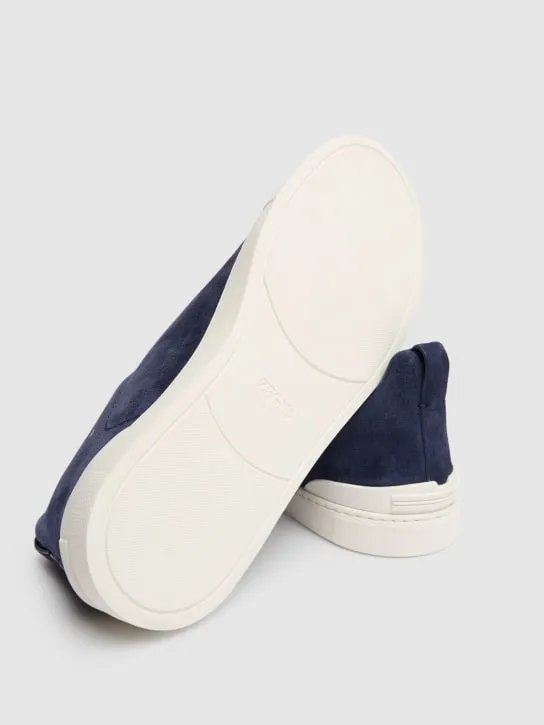 Zegna   Triple Stitch leather low-top sneakers 